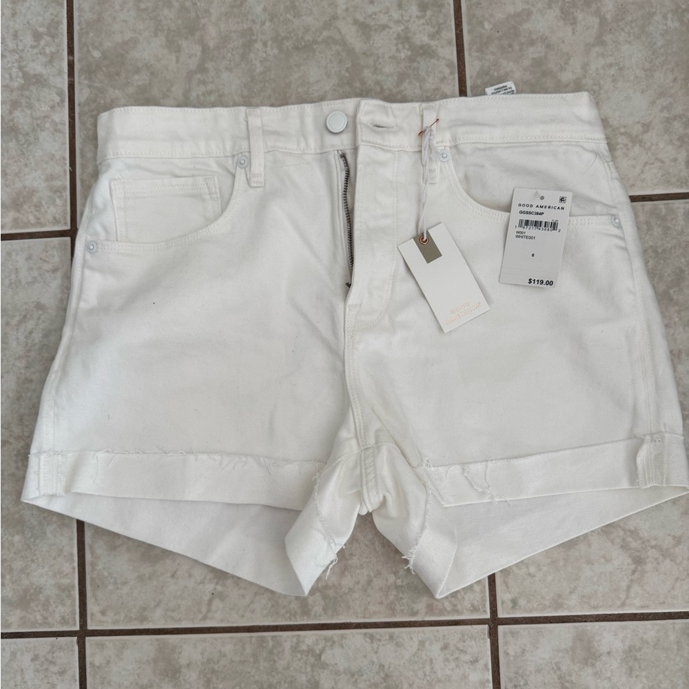 Good American White Jean Shorts